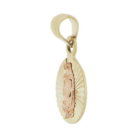 Small Virgin Mary Religious Pendant Oval Charm 11mm 14k Yellow /& Rose Gold